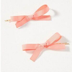 Room Shop Grosgrain Bow Bobby Pins, Set of 2, Peach Pink